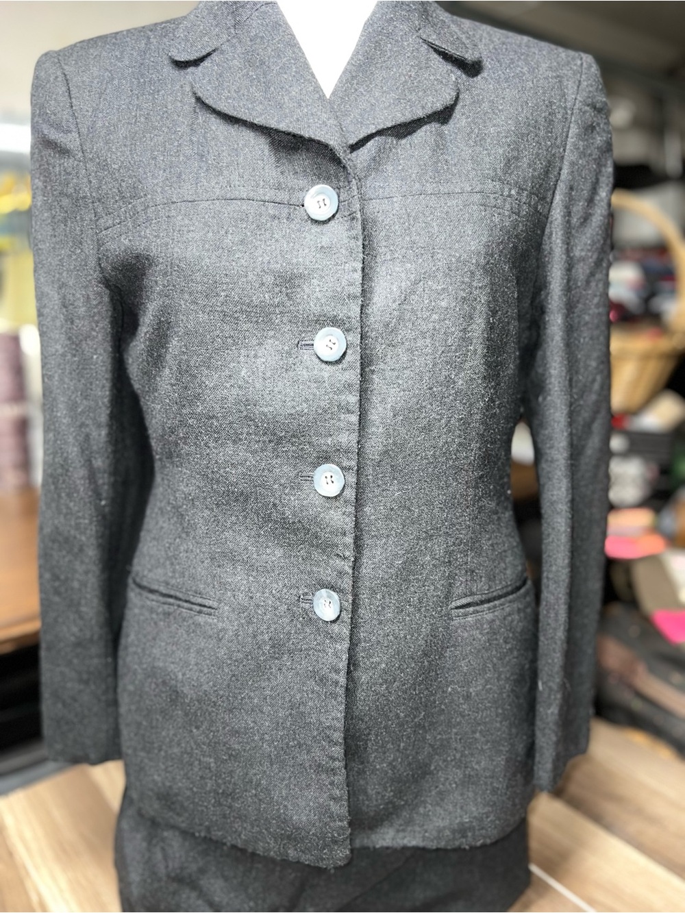 Jones New York Women’s Dark Gray Pea Coat with Skirt